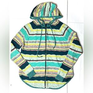Urban Outfitters Ecote Striped Zip Hoodie Sweater Green Blue‎ Hoodie Womens M